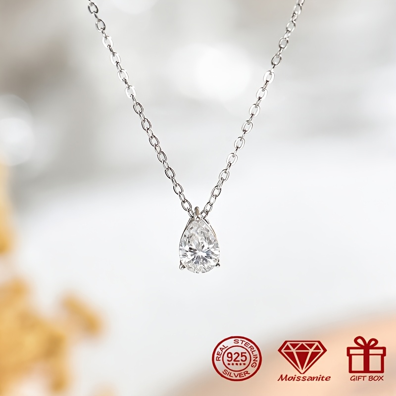 Women's 925 Silver Moissanite Necklace, Everyday Style